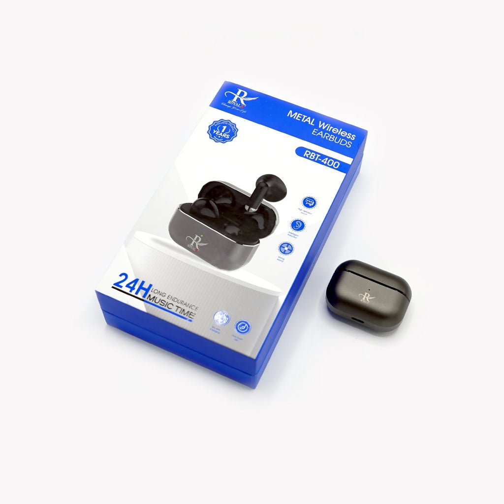 RBT-400 Metal Earbuds | 24H Long-Lasting Wireless Audio Royalx