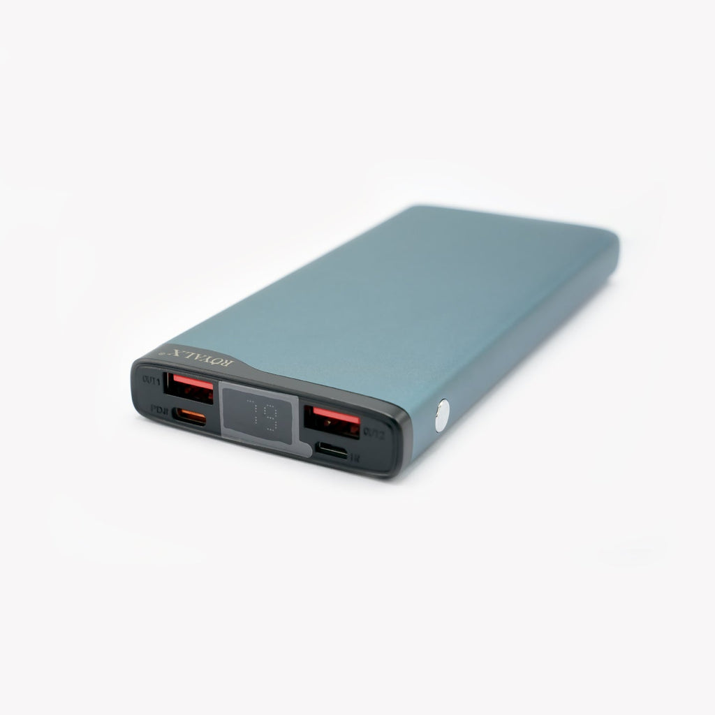 R-114 Power Bank | PD Metal 10000mAh Fast Charge, Royalx Charge in style with the R-114 PD Metal Power Bank.
Powerful 10000mAh capacity with ultra-fast PD charging.
Premium metal body for durability and a sleek, modern look.
Perfect for smartphones, tablets, and USB-C devices on the go.