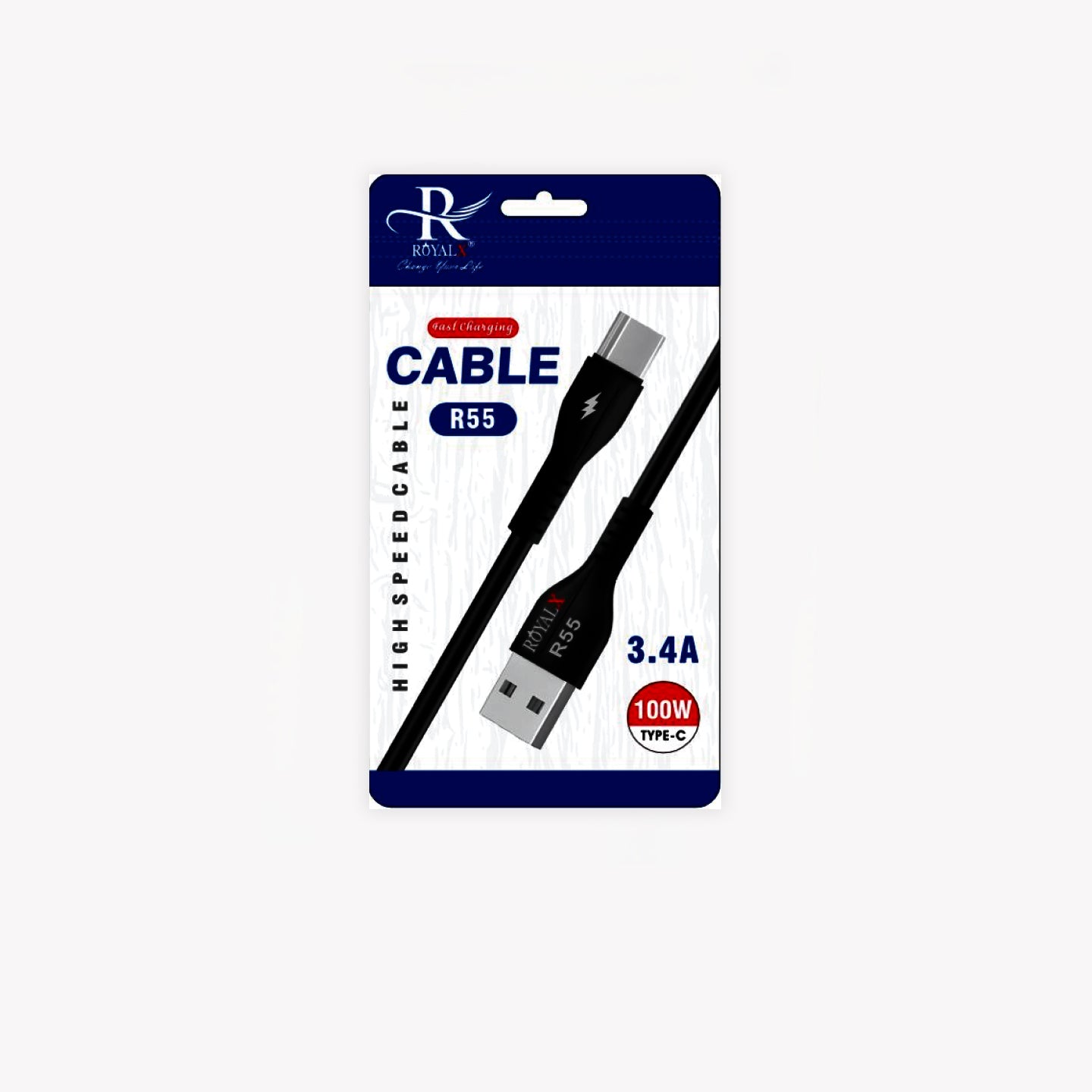R-55 Type-C 3.4A Cable – Fast Charging USB-C Cable | Royalx Premium Cable